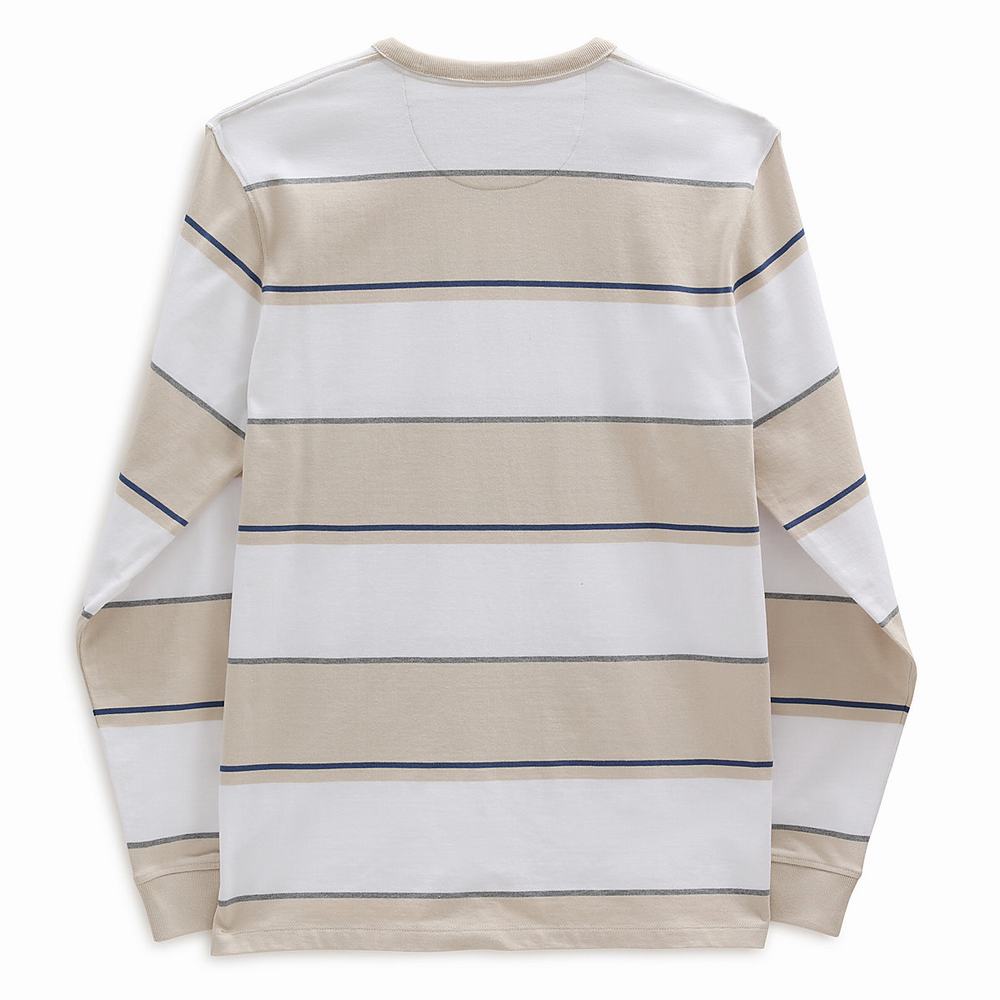 Sudaderas Vans Easy Box Bold Stripe Long Sleeve Hombre Blancas/Beige | KVM123590