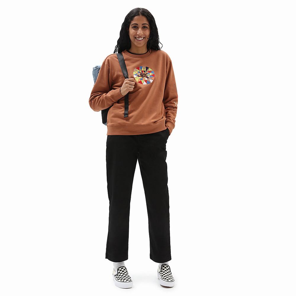 Sudaderas Vans Hanna Scott Crew Mujer Marrones | TCZ829153