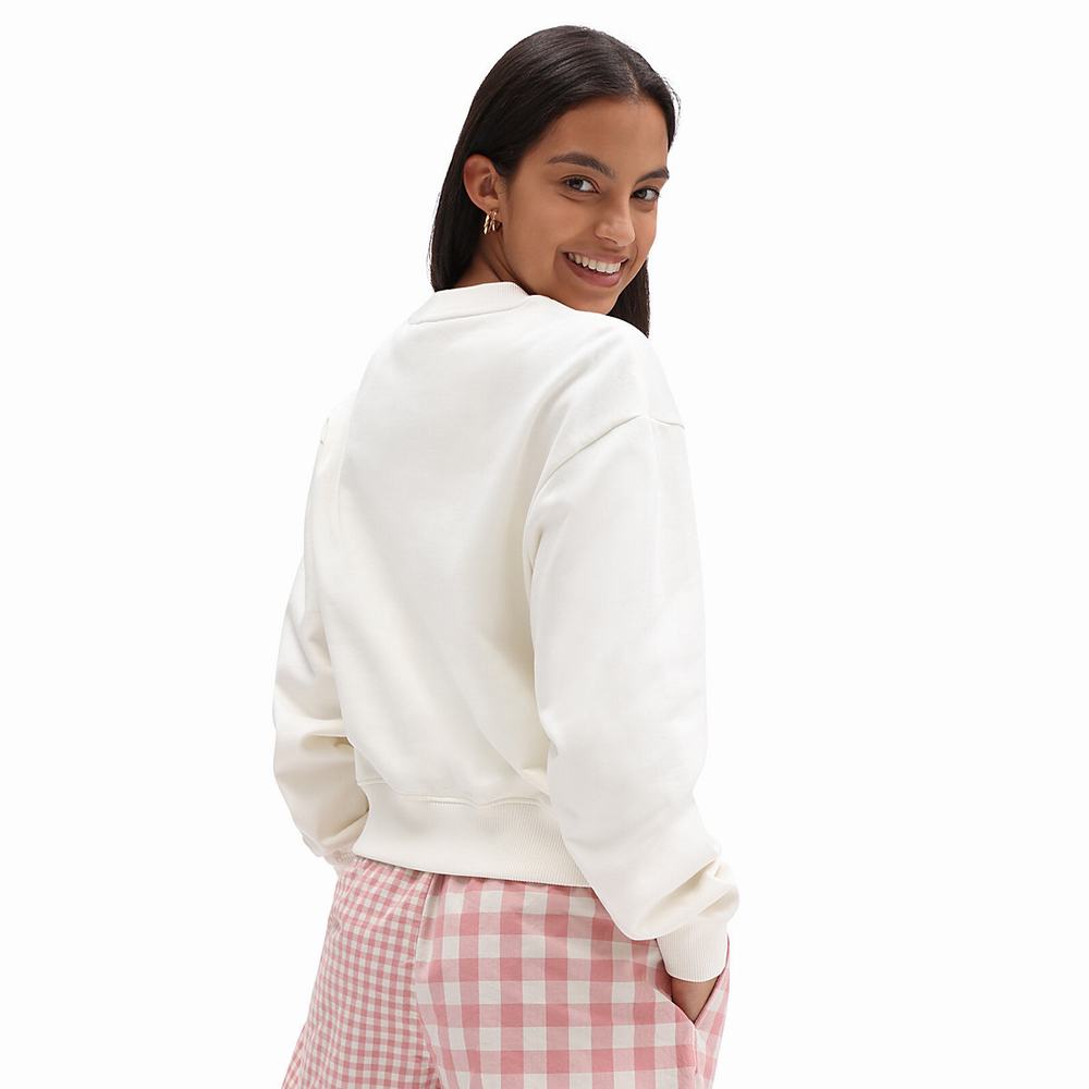 Sudaderas Vans Mixed Up Gingham Cropped Crew Mujer Blancas | QXB140235