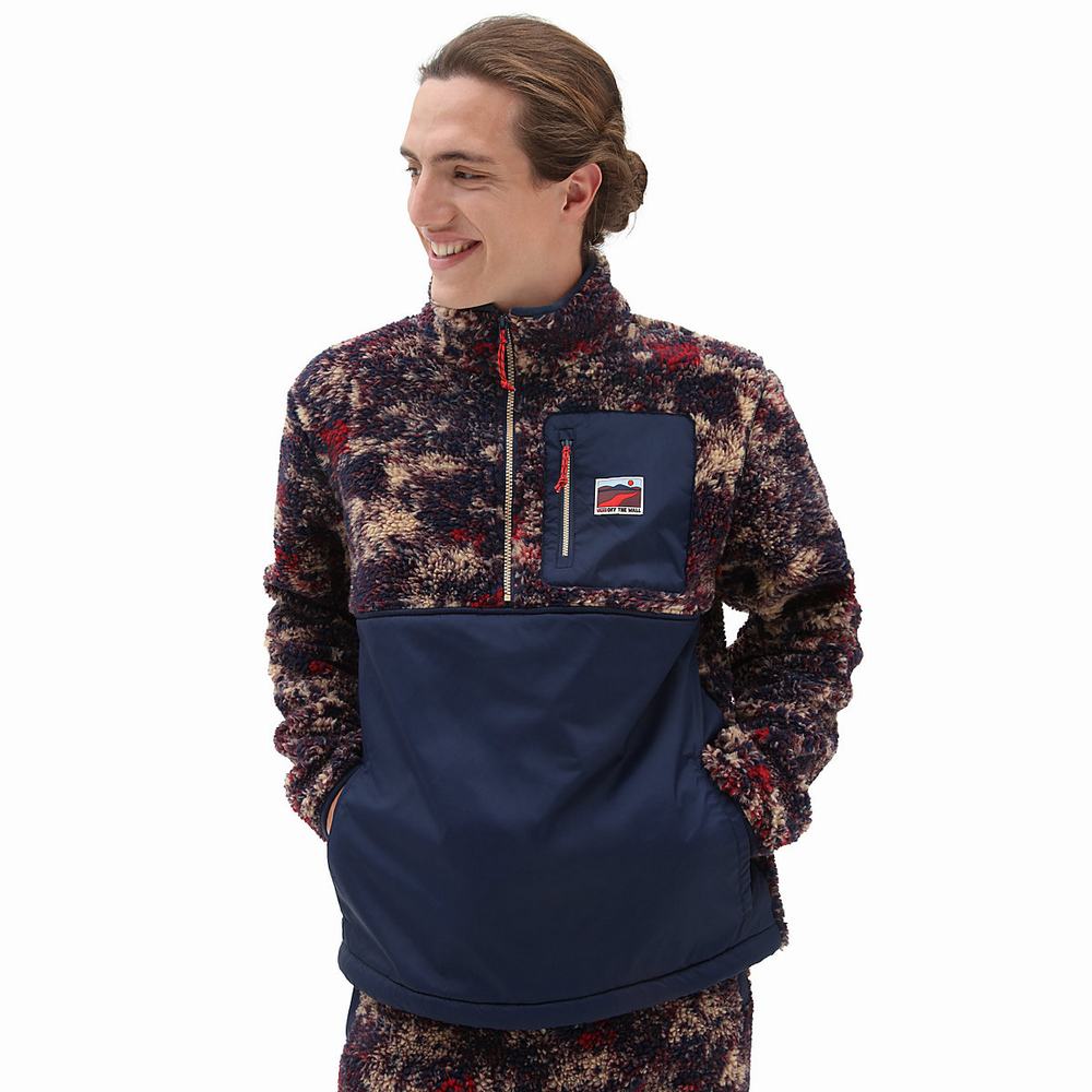 Sudaderas Vans Outdoor Club Quarter Zip Hombre Azules | TOM481653