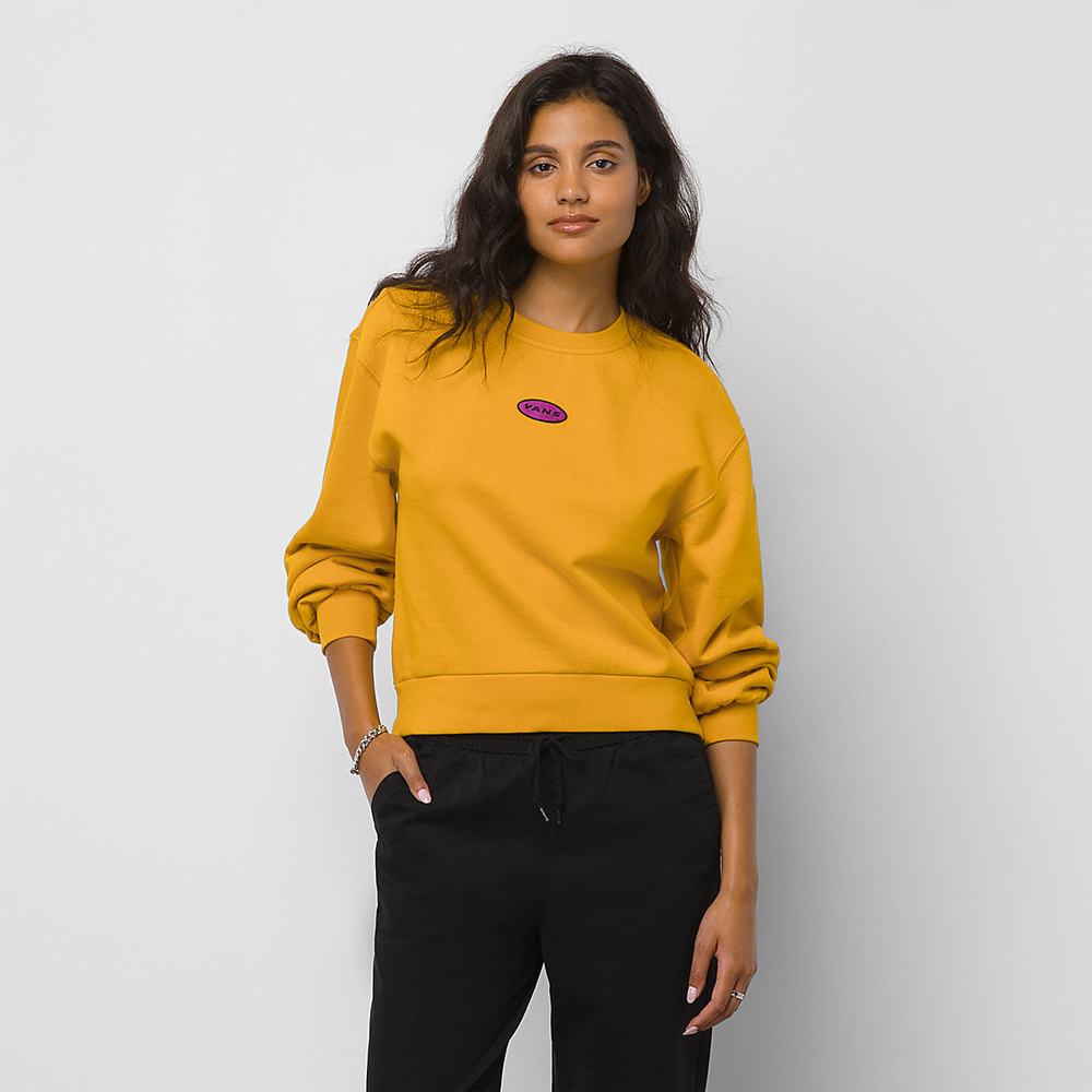 Sudaderas Vans X Curren X Knost Crew Fleece Mujer Amarillo/Naranjas | RUH189534