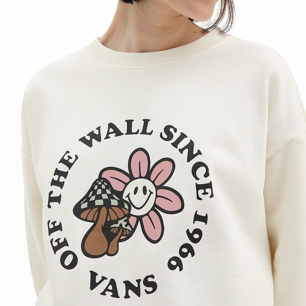 Sudaderas Vans Zen Vibes Oversized Crew Mujer Blancas | AZW824097