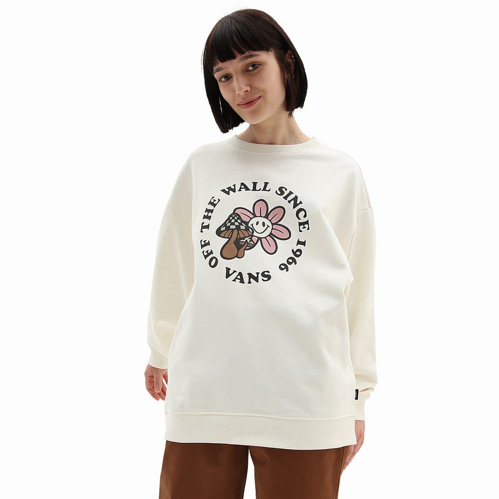 Sudaderas Vans Zen Vibes Oversized Crew Mujer Blancas | AZW824097