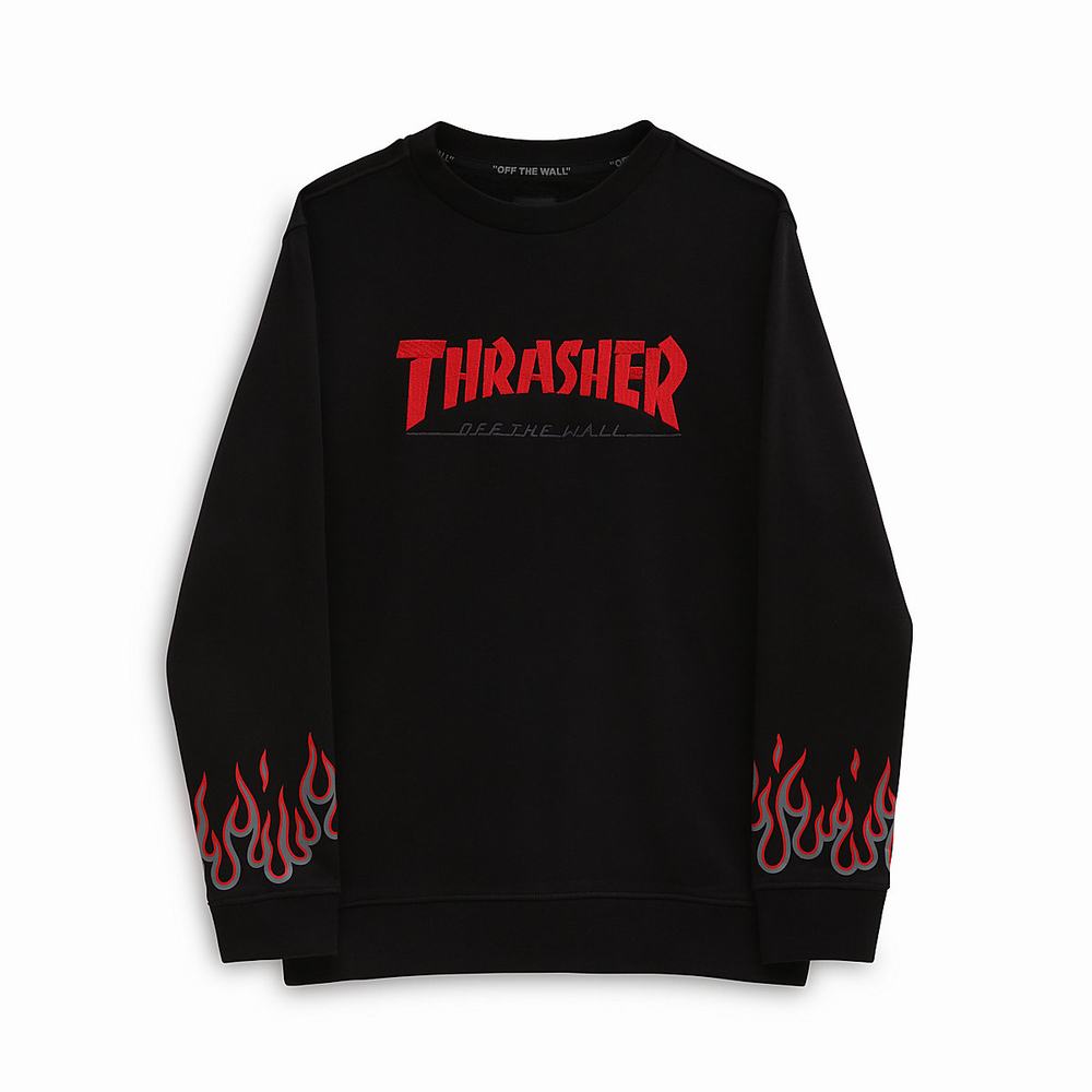 Sudaderas Vans x Thrasher Flame Crew (8-14 years) Niños Negras | JRE908374