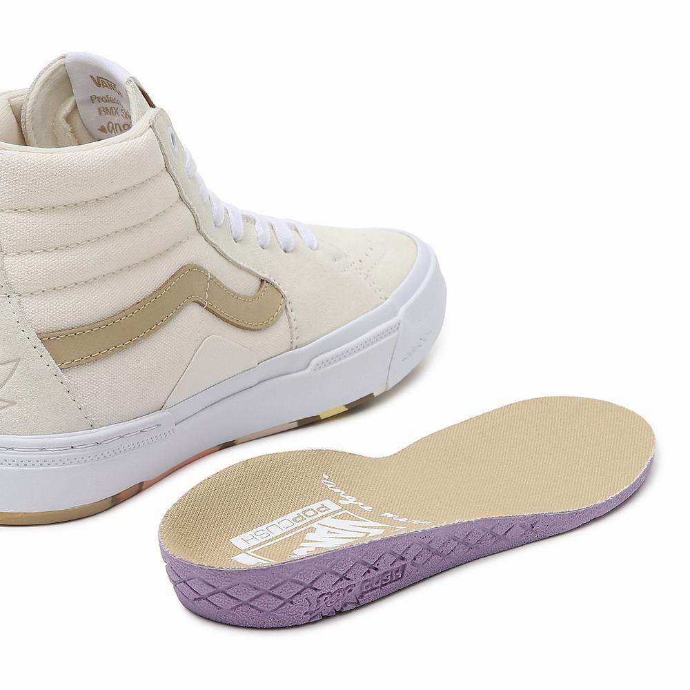 Tenis Botas Vans Angie Marino BMX Sk8-Hi Mujer Blancas/Beige | FYX953671