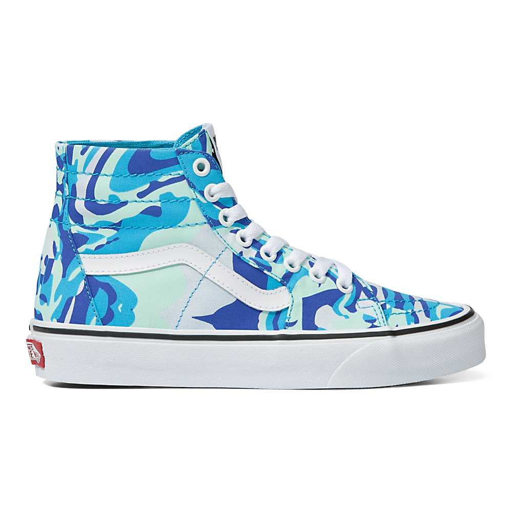 Tenis Botas Vans Bright Vibrations Sk8-Hi Tapered Mujer Azules/Blancas | ZQS341795