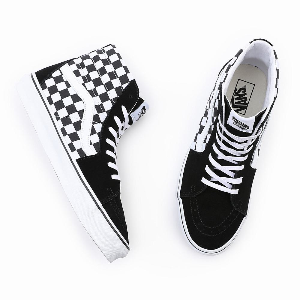 Tenis Botas Vans Checkerboard SK8-Hi Hombre Negras | YKS279058