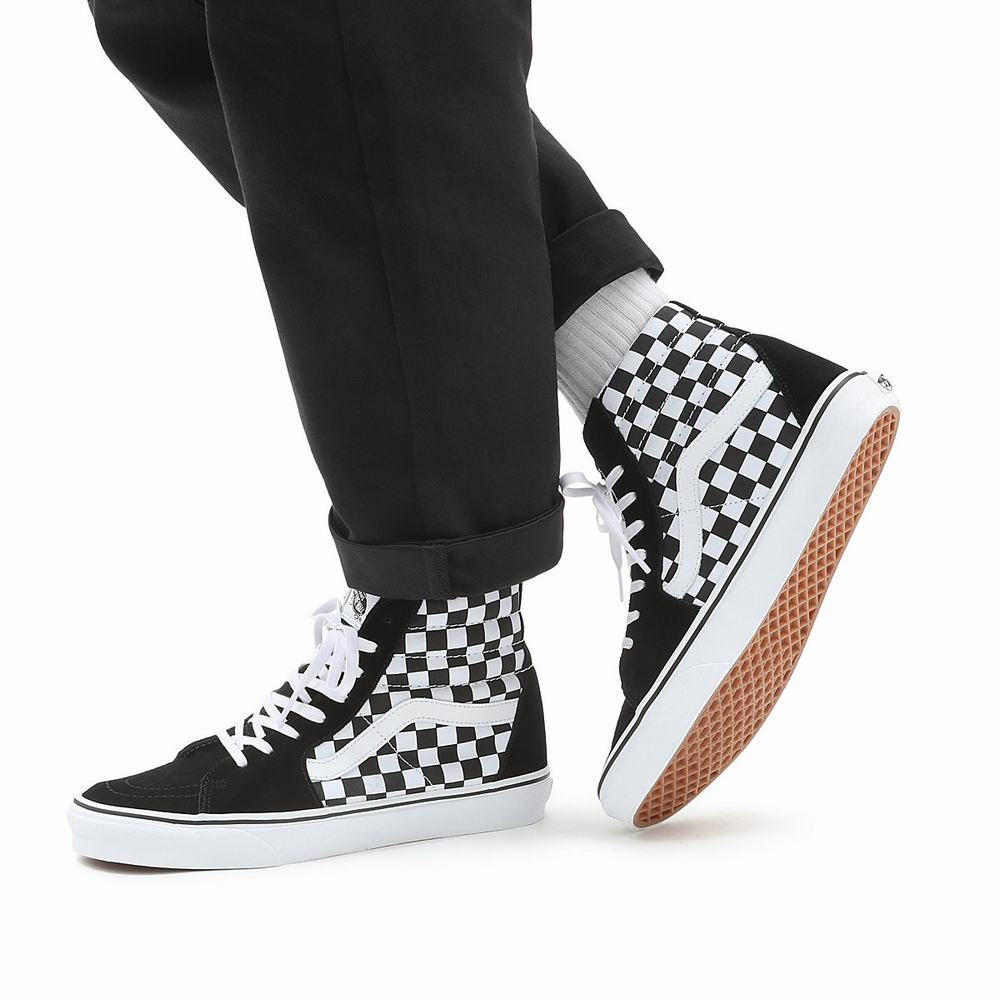 Tenis Botas Vans Checkerboard SK8-Hi Hombre Negras | YKS279058