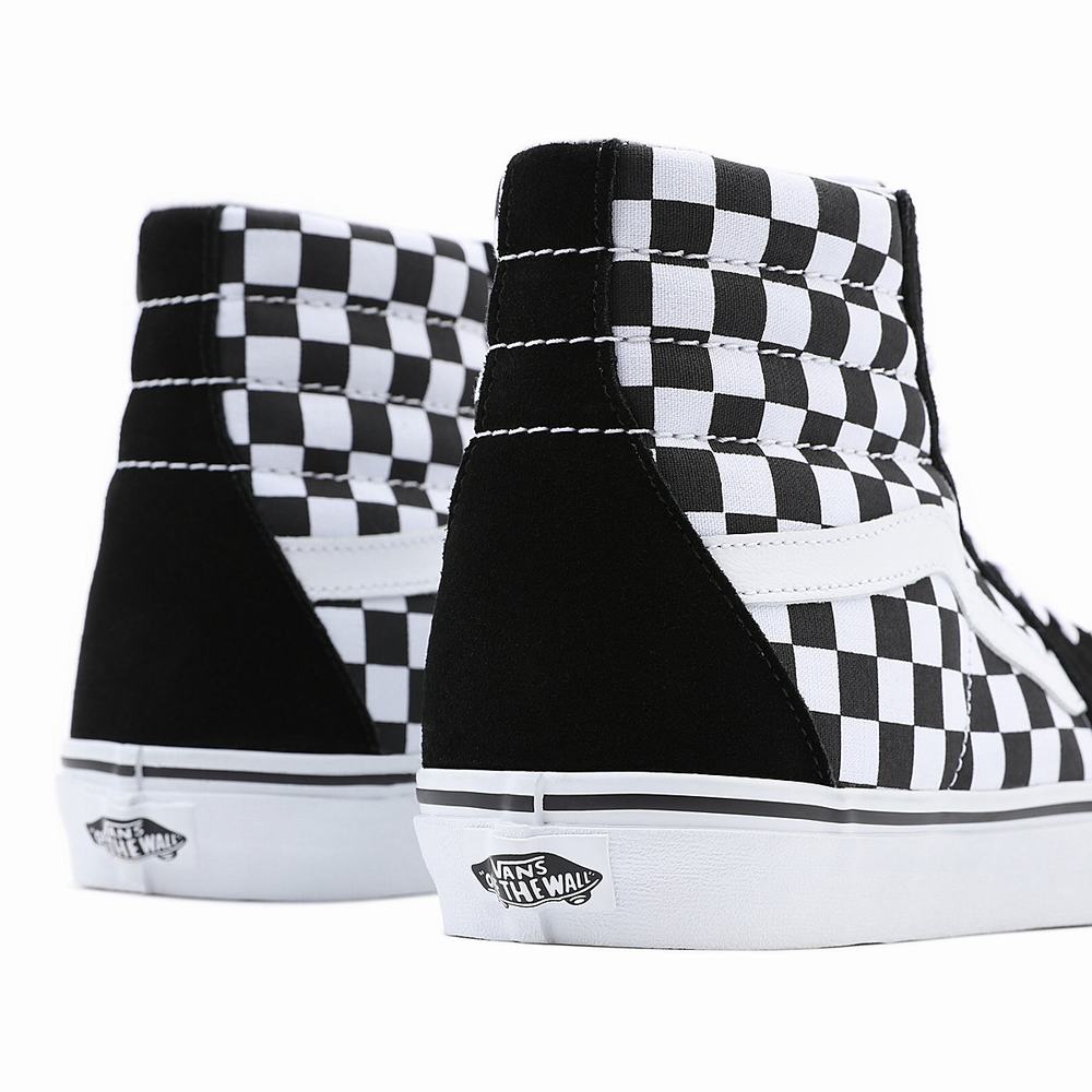 Tenis Botas Vans Checkerboard SK8-Hi Hombre Negras | YKS279058