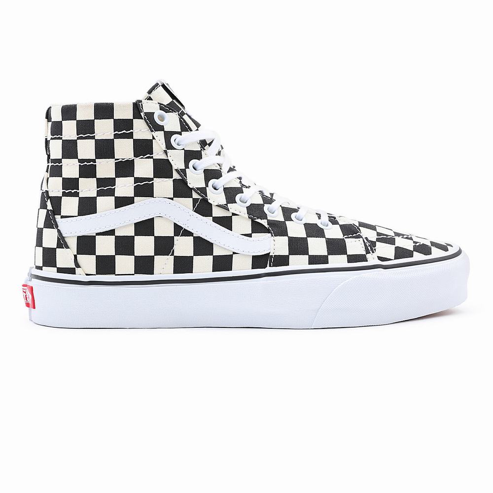 Tenis Botas Vans Checkerboard Sk8-Hi Tapered Hombre Negras/Blancas | RLB628153