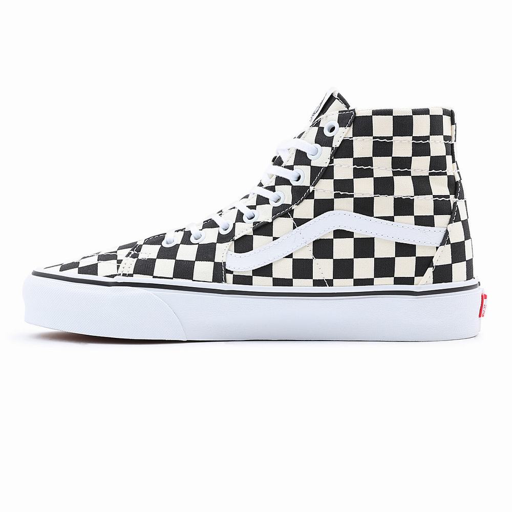 Tenis Botas Vans Checkerboard Sk8-Hi Tapered Hombre Negras/Blancas | RLB628153