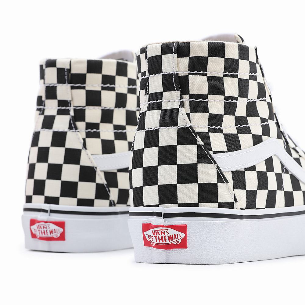 Tenis Botas Vans Checkerboard Sk8-Hi Tapered Hombre Negras/Blancas | RLB628153