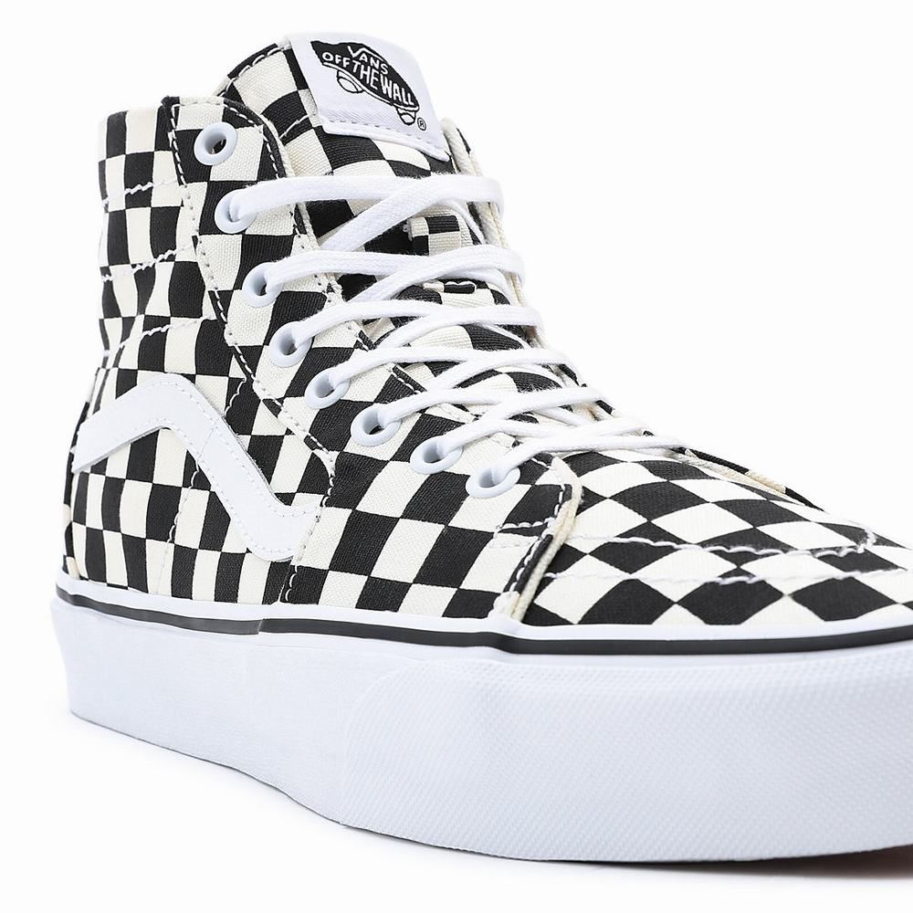 Tenis Botas Vans Checkerboard Sk8-Hi Tapered Hombre Negras/Blancas | RLB628153