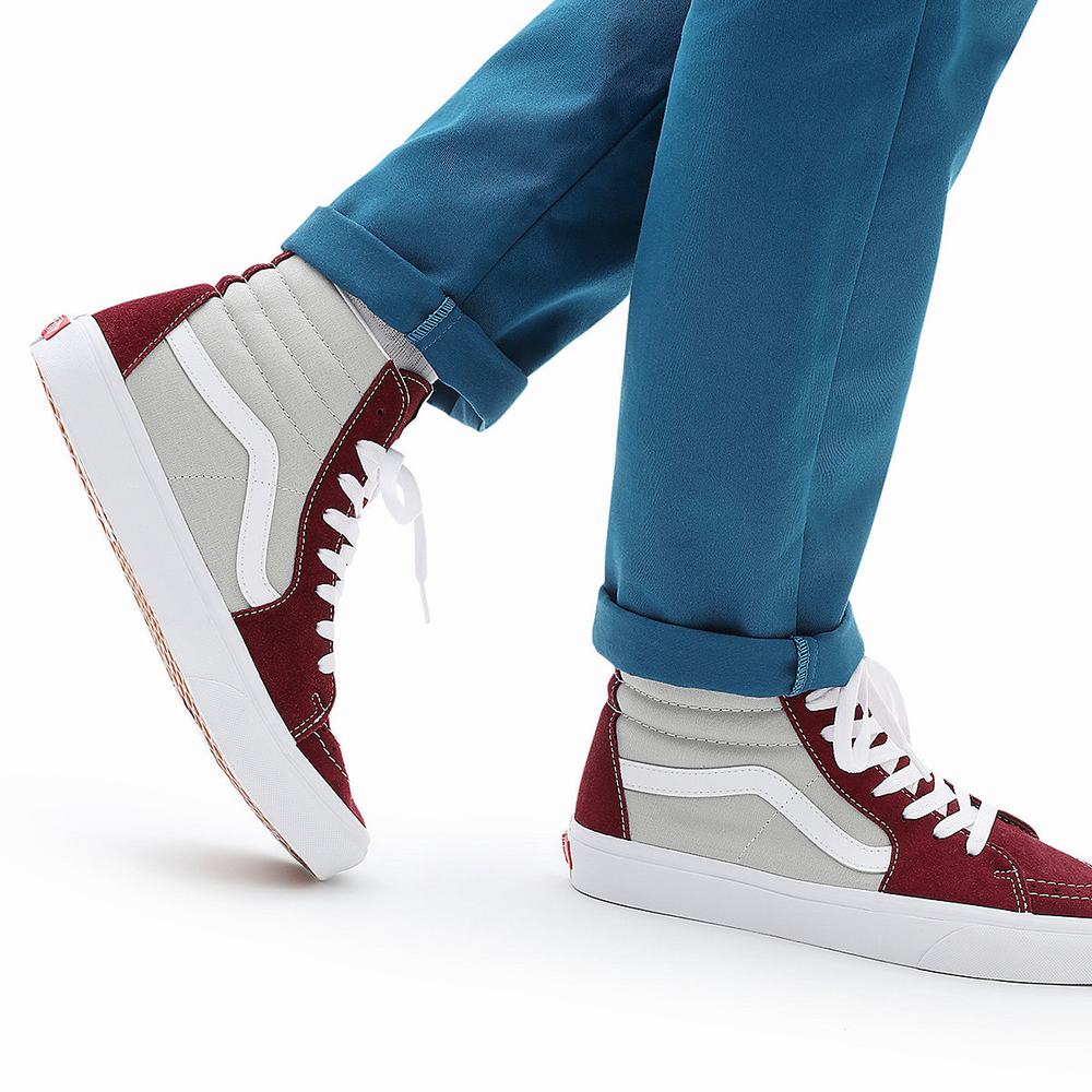 Tenis Botas Vans Classic Sport Sk8-Hi Hombre Rojas/Gris | DGU194026