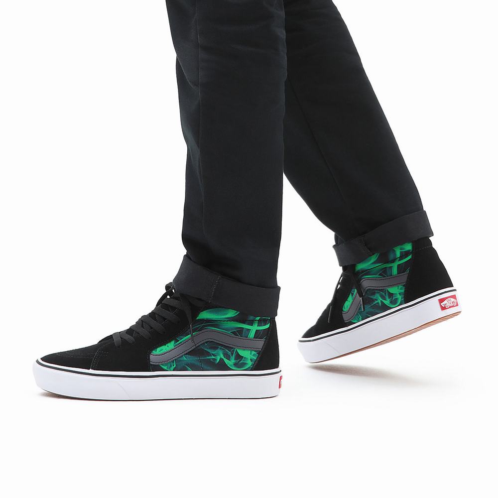 Tenis Botas Vans Comfycush Sk8-Hi Hombre Negras/Verde | RZE730945