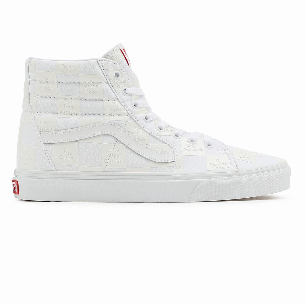 Tenis Botas Vans DIY Checkerboard Sk8-Hi Hombre Blancas | TRK396281