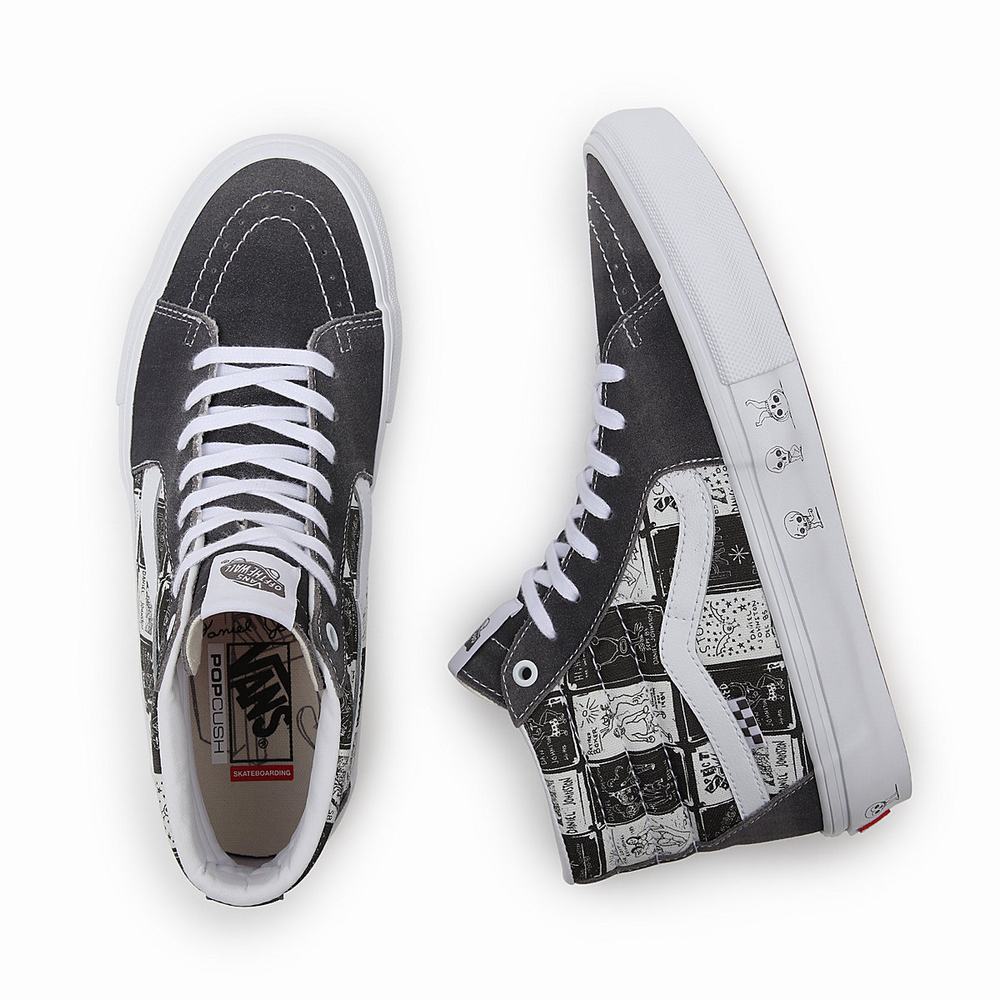 Tenis Botas Vans Daniel Johnston Skate SK8-Hi Mujer Gris | IGF341950