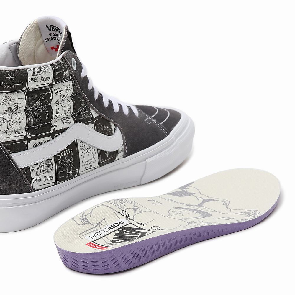 Tenis Botas Vans Daniel Johnston Skate SK8-Hi Mujer Gris | IGF341950