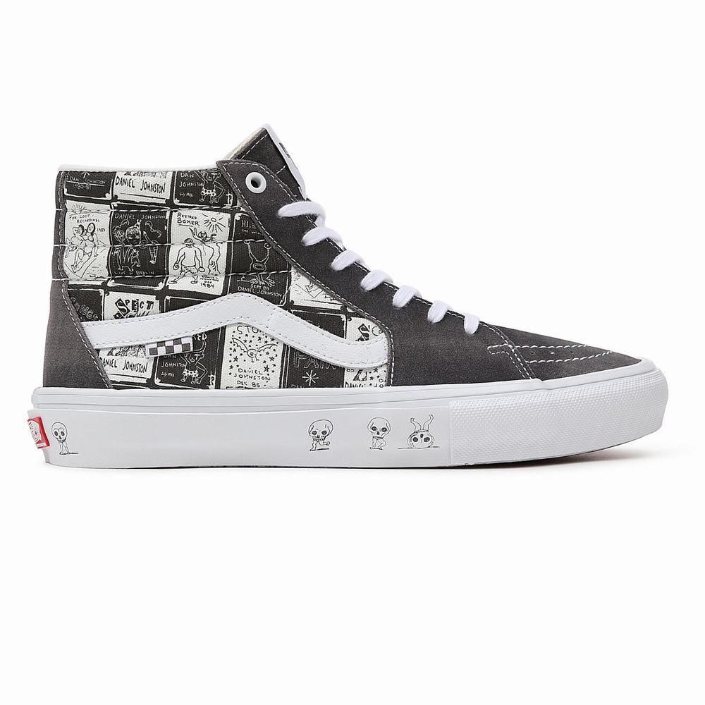 Tenis Botas Vans Daniel Johnston Skate SK8-Hi Hombre Gris | OCU904685