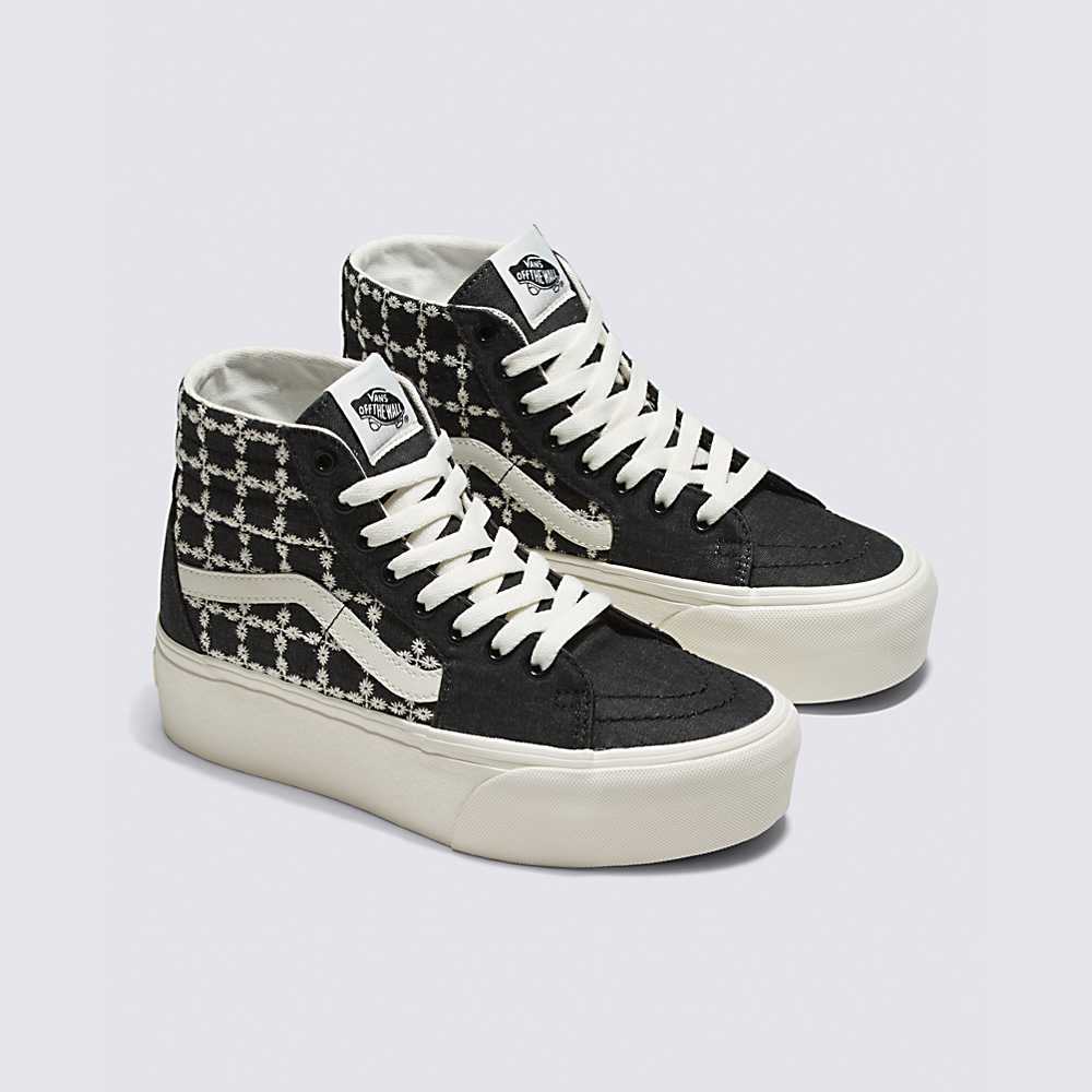 Tenis Botas Vans Denim Mix Sk8-Hi Tapered Stackform Mujer Negras | DNU480516