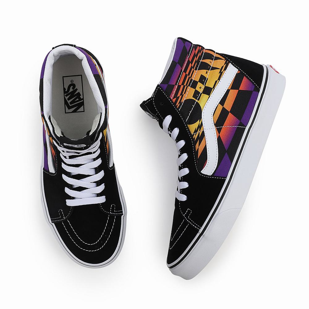 Tenis Botas Vans Estampadas Check SK8-Hi Hombre Negras/Multicolor | BDT038524