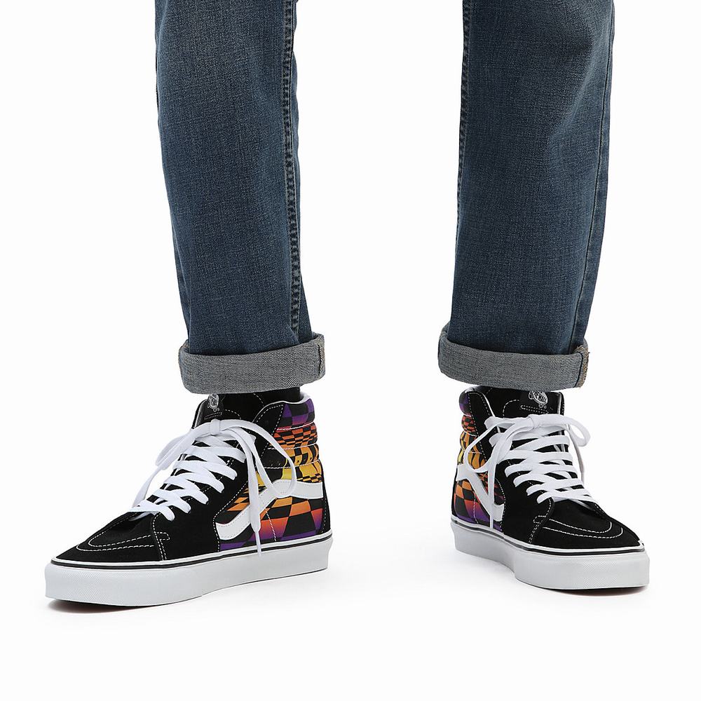 Tenis Botas Vans Estampadas Check SK8-Hi Hombre Negras/Multicolor | BDT038524