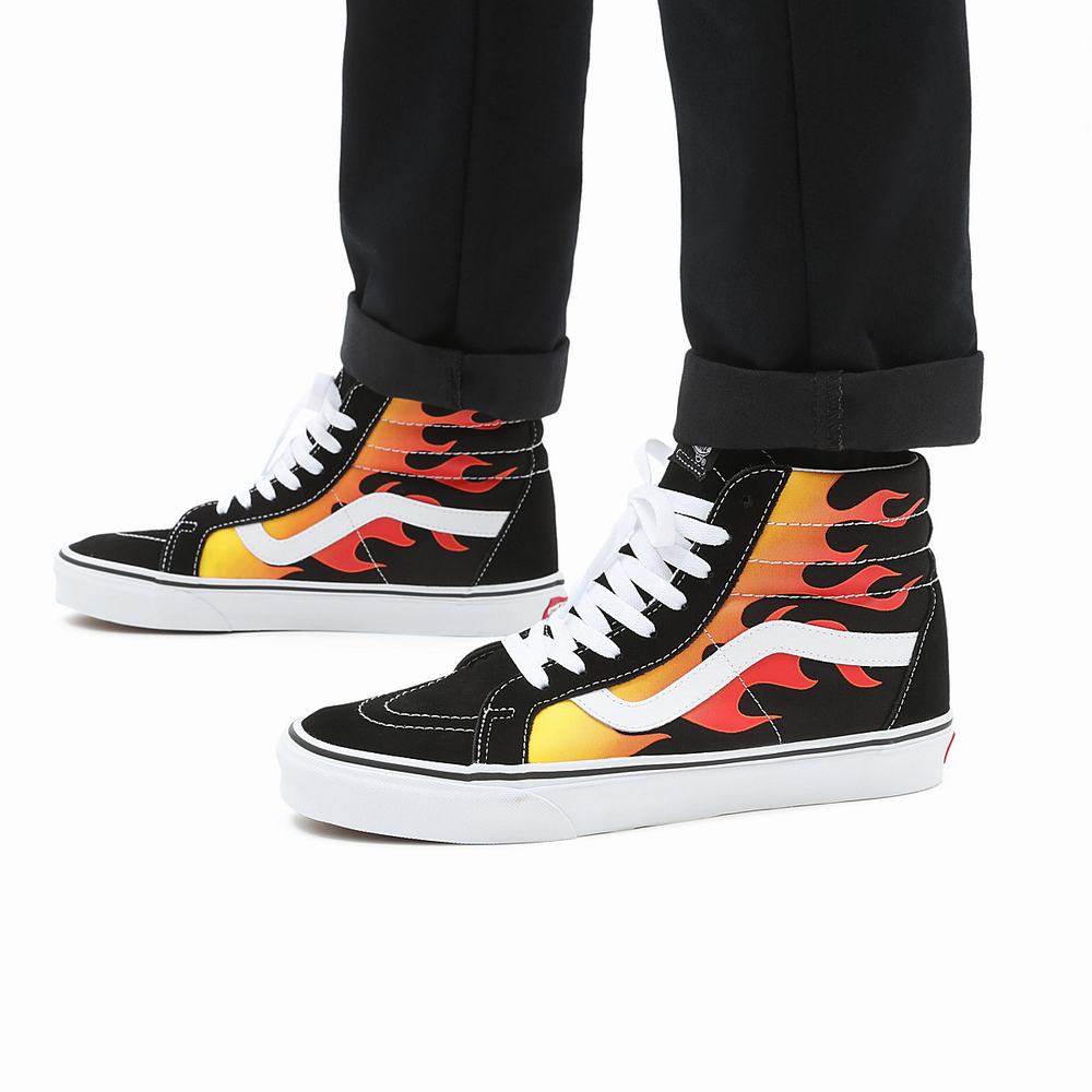 Tenis Botas Vans Flame Sk8-Hi Reissue Hombre Negras | AQK476892