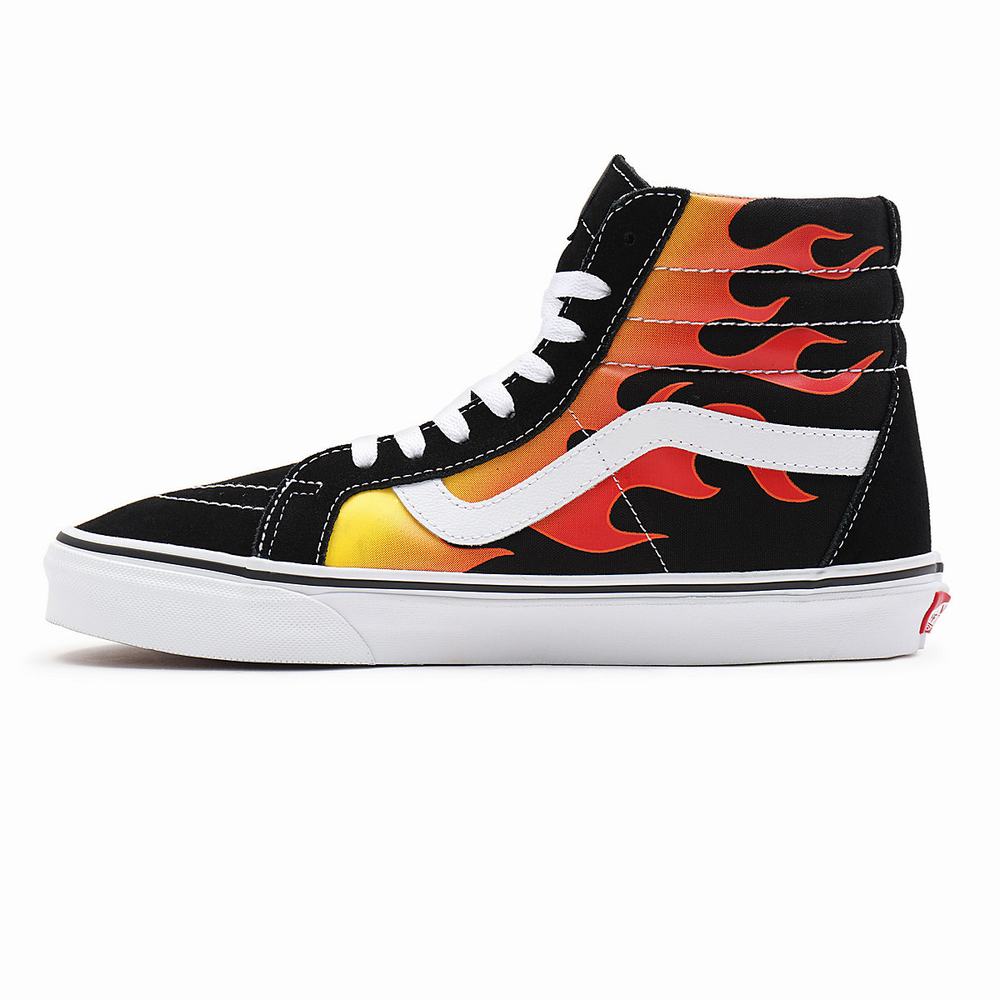 Tenis Botas Vans Flame Sk8-Hi Reissue Hombre Negras | AQK476892