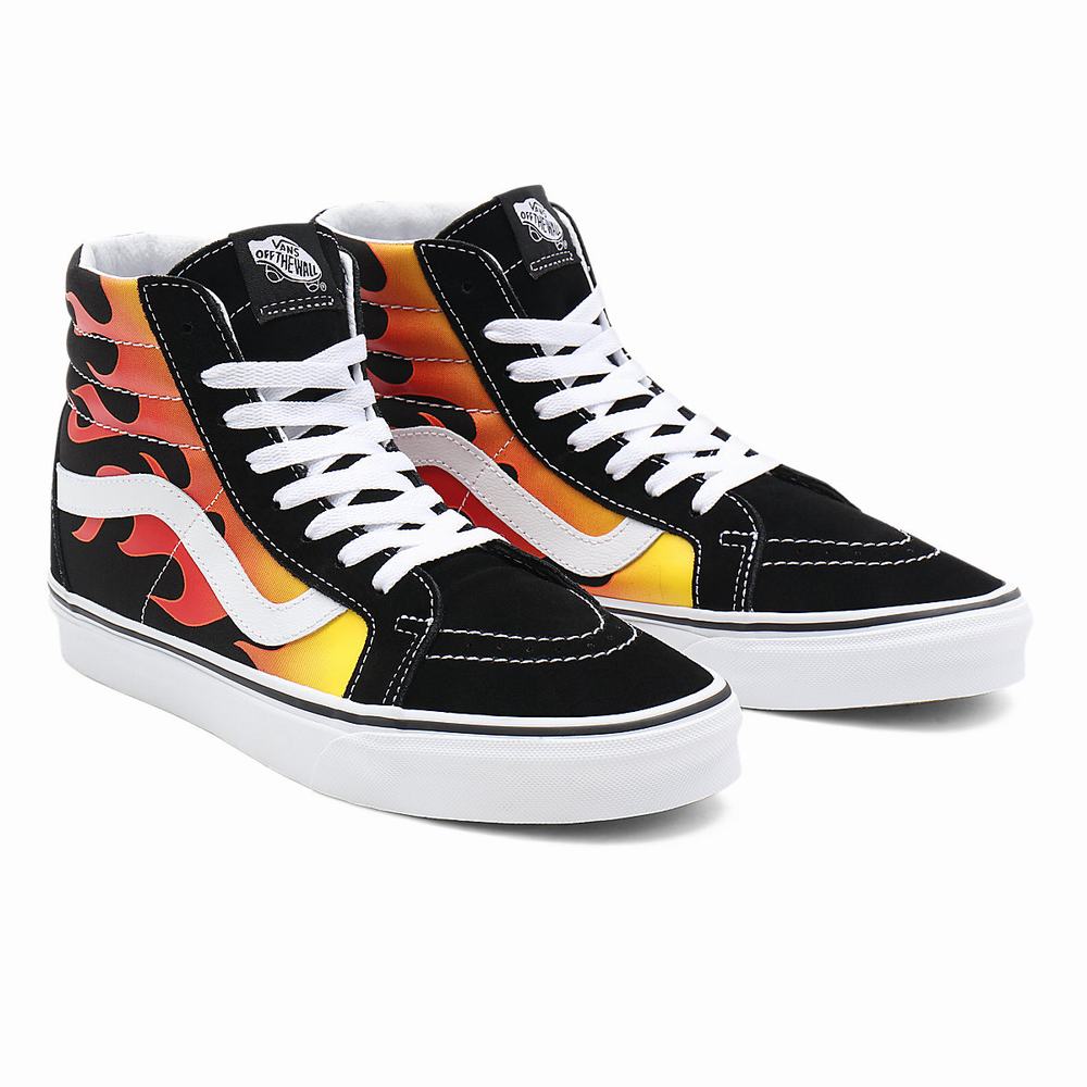 Tenis Botas Vans Flame Sk8-Hi Reissue Hombre Negras | AQK476892