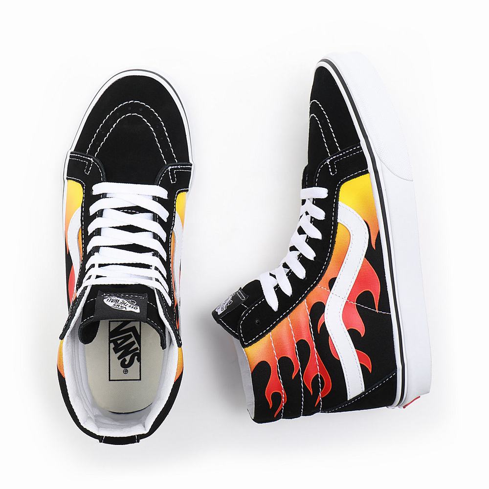 Tenis Botas Vans Flame Sk8-Hi Reissue Mujer Negras | QHO810623