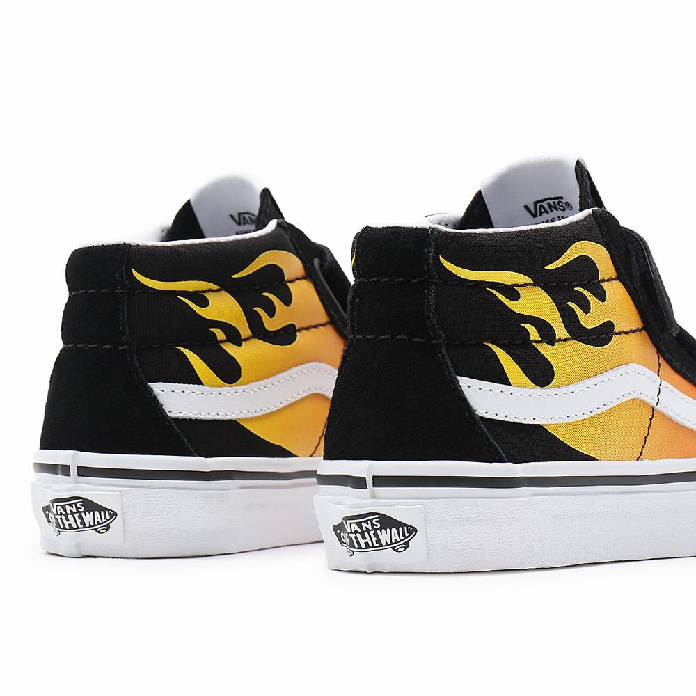 Tenis Botas Vans Hot Flame Sk8-Mid Reissue V (4-8 years) Niños Negras | SMI759038