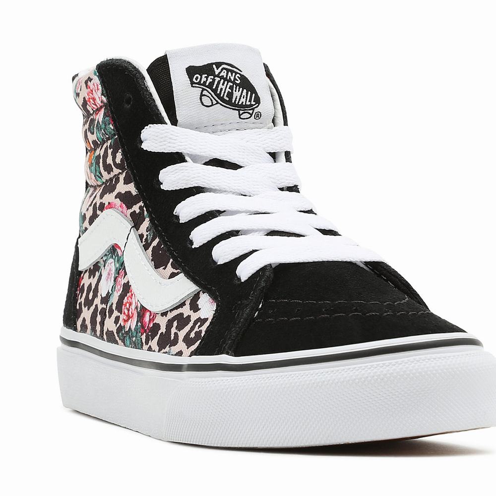 Tenis Botas Vans Leopard Floral Sk8-Hi Zip (4-8 years) Niños Negras/Multicolor | HOT864305