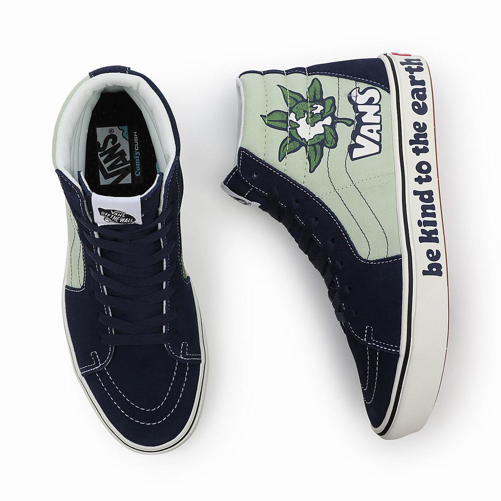 Tenis Botas Vans Looper ComfyCush SK8-Hi Mujer Azules/Verde | YWR891027