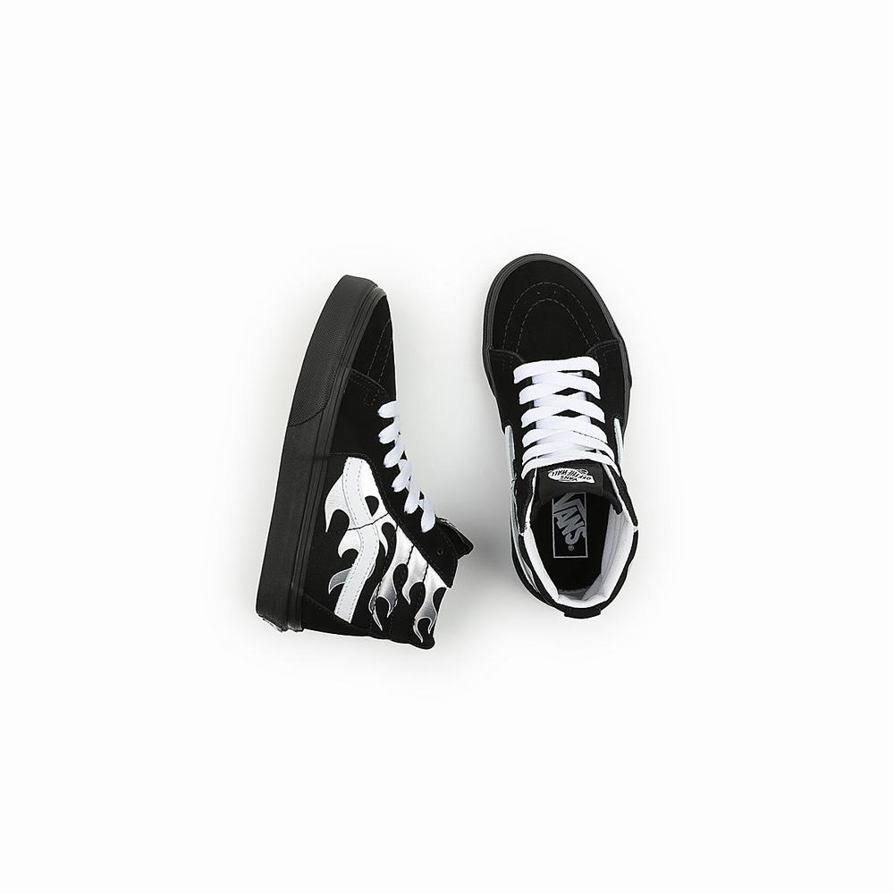 Tenis Botas Vans Metallic Flame Sk8-Hi (8-14 years) Niños Negras | HEW180729