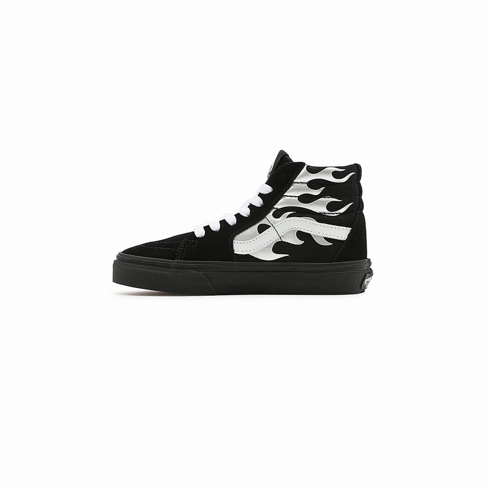 Tenis Botas Vans Metallic Flame Sk8-Hi (8-14 years) Niños Negras | HEW180729