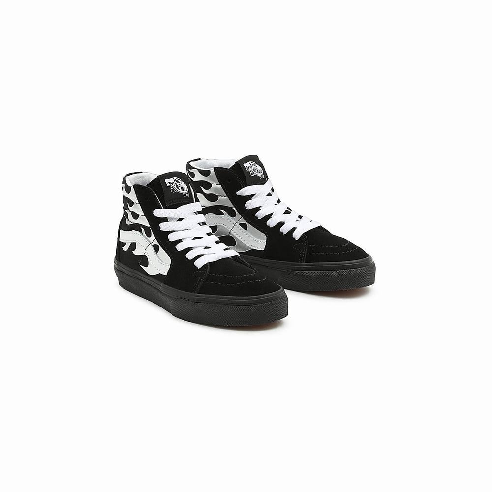 Tenis Botas Vans Metallic Flame Sk8-Hi (8-14 years) Niños Negras | HEW180729