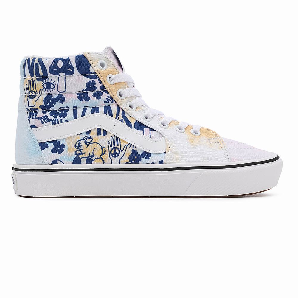 Tenis Botas Vans Pastel Tie Dye ComfyCush Sk8-Hi Mujer Azules/Blancas | IKR083165