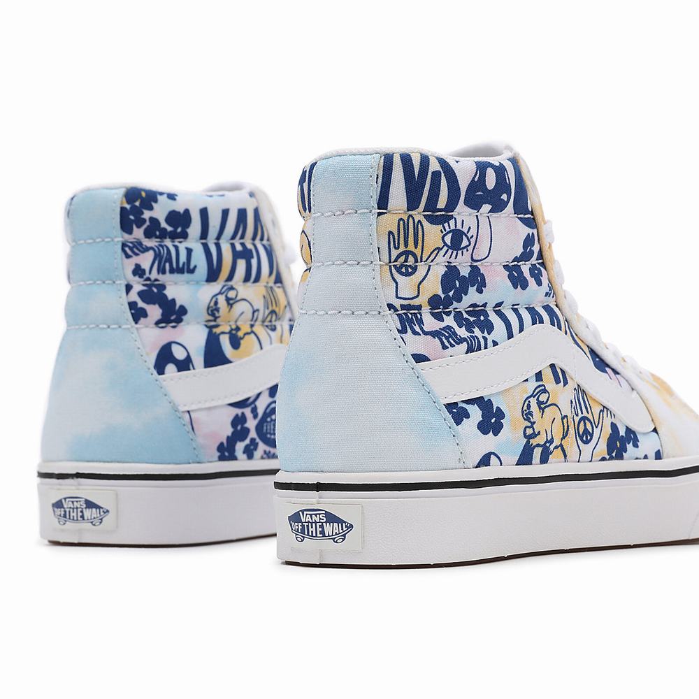 Tenis Botas Vans Pastel Tie Dye ComfyCush Sk8-Hi Mujer Azules/Blancas | IKR083165