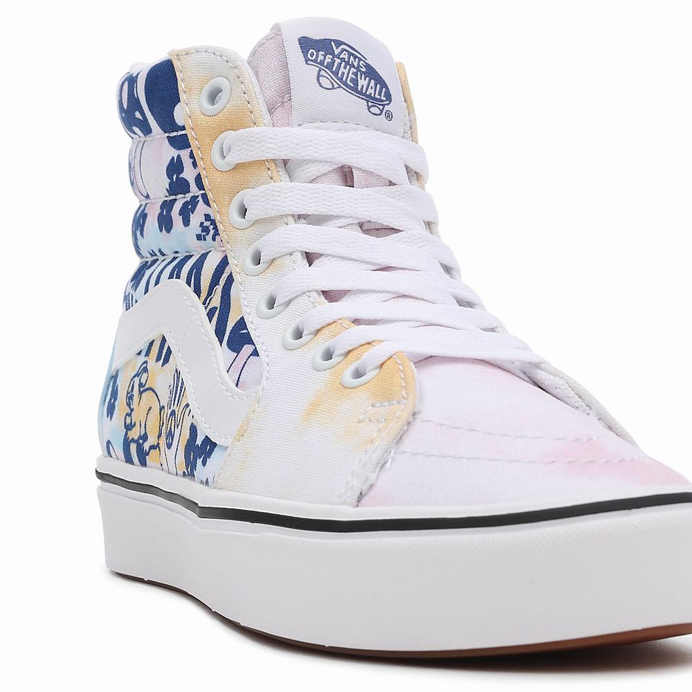 Tenis Botas Vans Pastel Tie Dye ComfyCush Sk8-Hi Mujer Azules/Blancas | IKR083165