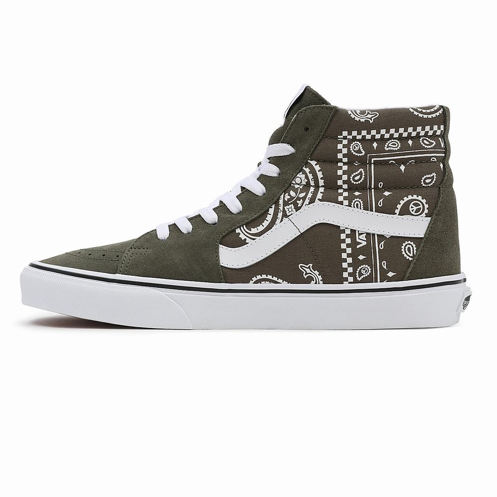 Tenis Botas Vans Peace Paisley SK8-Hi Hombre Verde | OMW601348