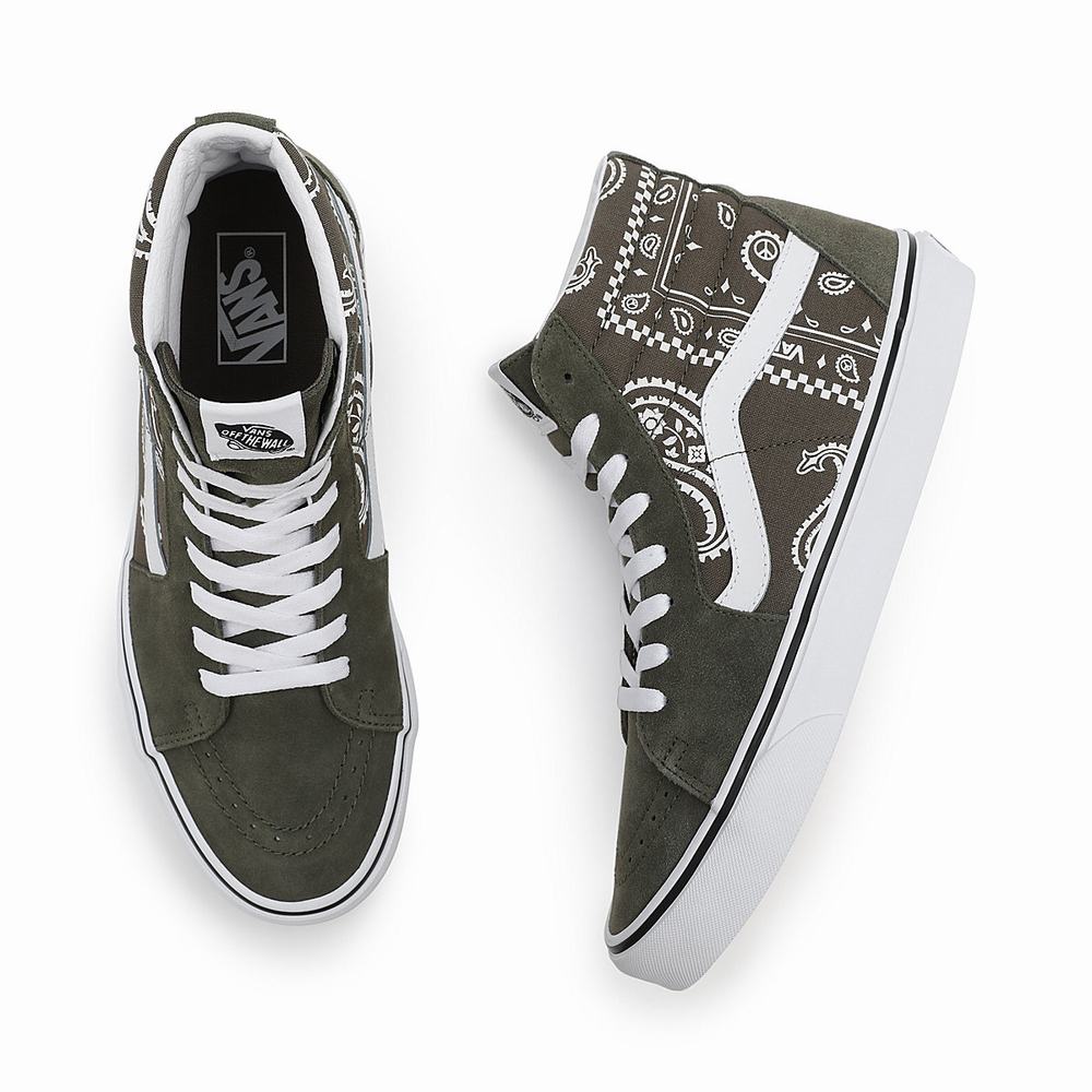 Tenis Botas Vans Peace Paisley SK8-Hi Mujer Verde | VDA643819