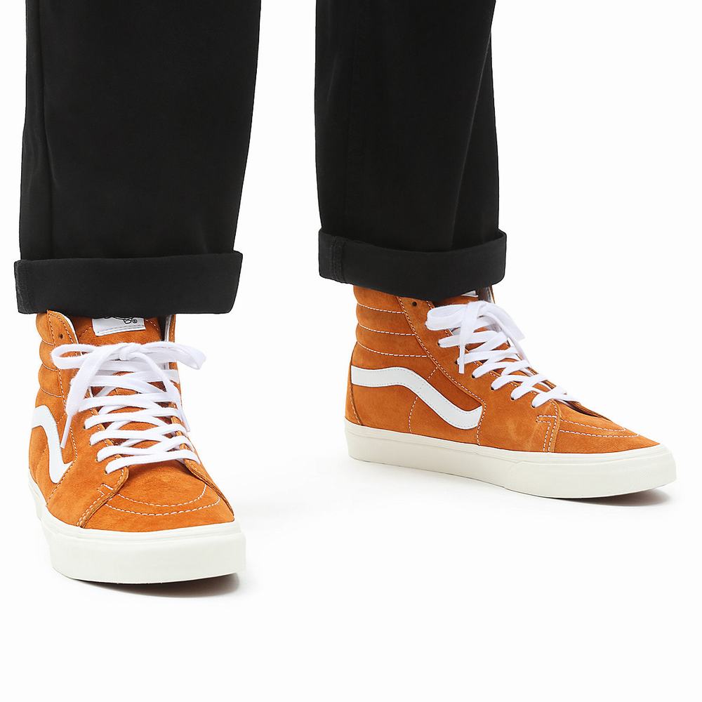 Tenis Botas Vans Pig Suede Sk8-Hi Hombre Naranjas | CAX247860