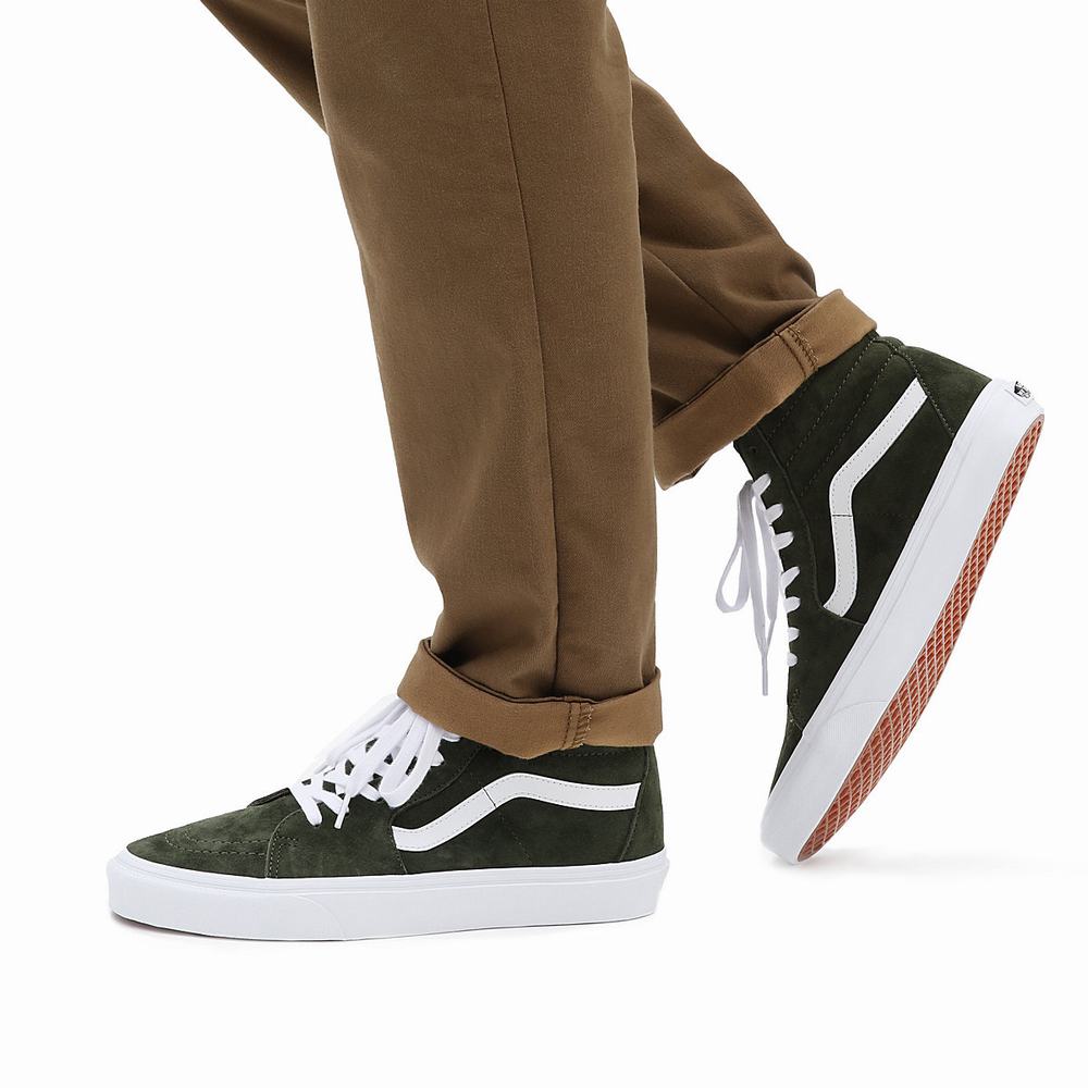 Tenis Botas Vans Pig Suede Sk8-Hi Hombre Verde | OEY602583