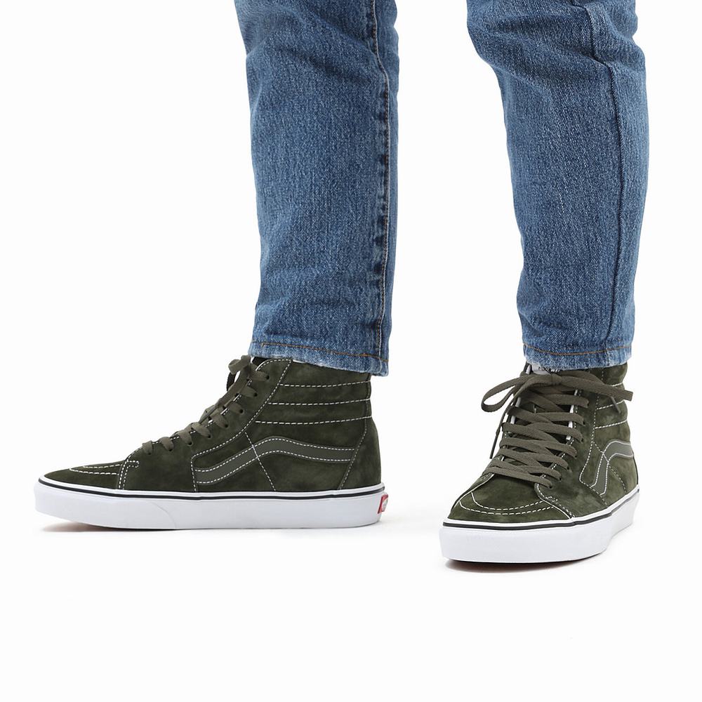 Tenis Botas Vans Pig Suede Sk8-Hi Hombre Verde | RJB962784