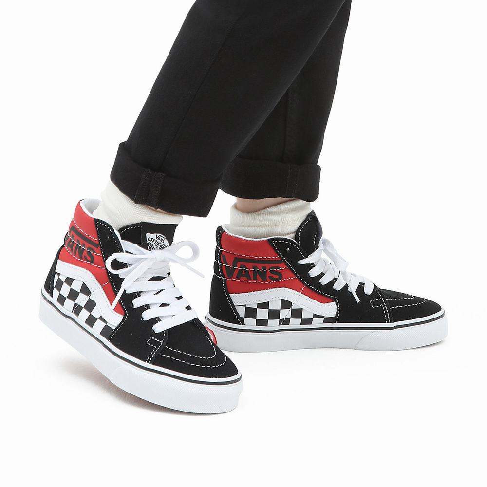 Tenis Botas Vans Sk8-Hi (4-8 years) Niños Negras/Rojas | XKB405987