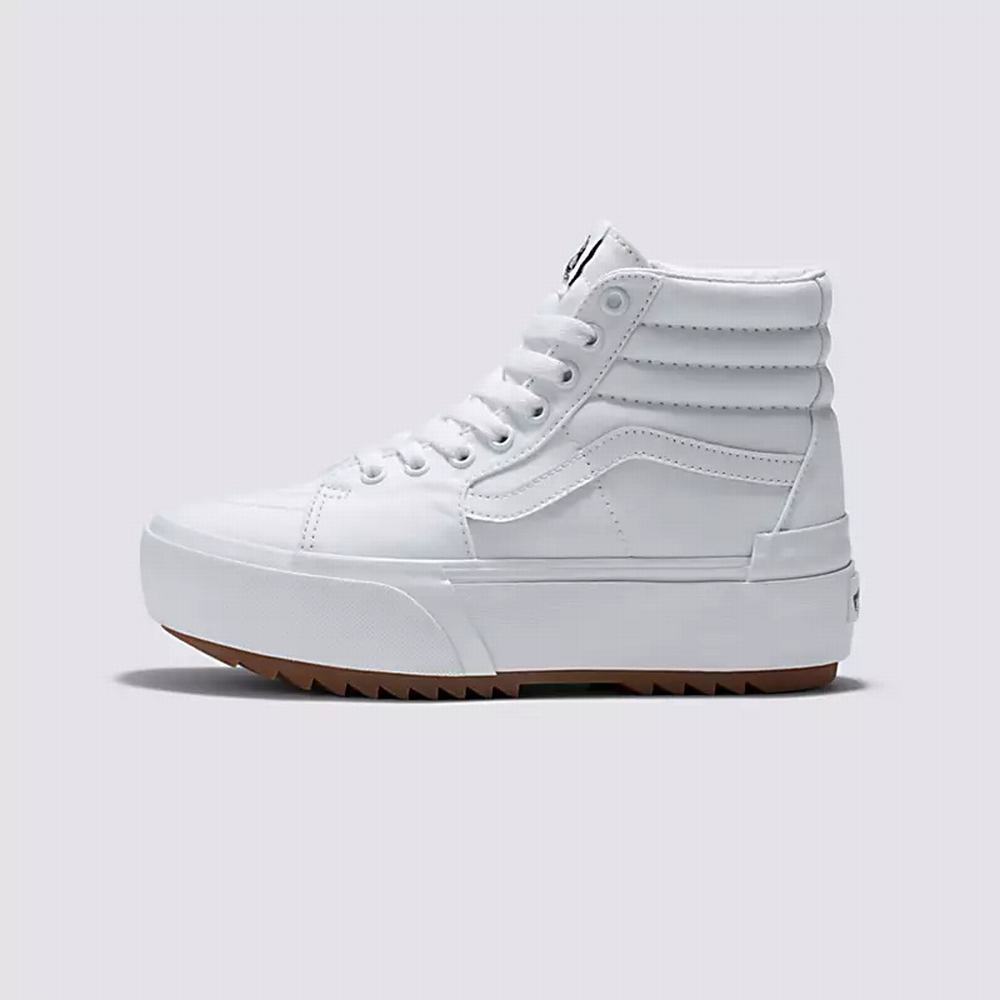 Tenis Botas Vans Sk8-Hi Stacked Suede/Canvas Mujer Blancas | QBW539768