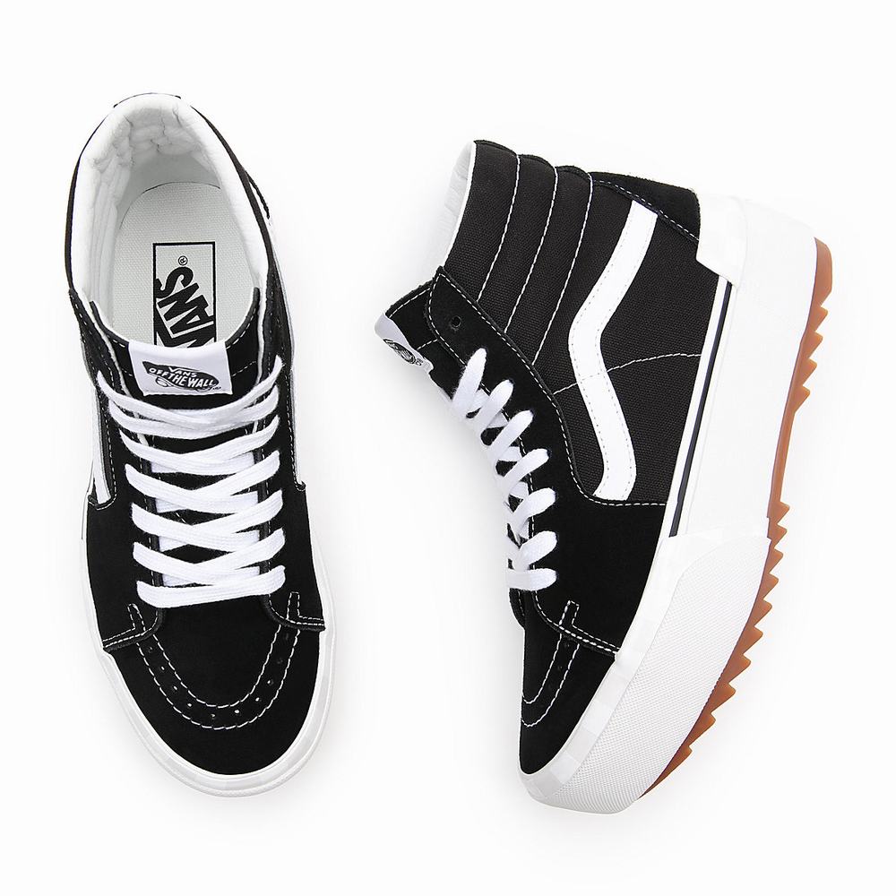 Tenis Botas Vans Sk8-Hi Stacked Suede/Canvas Mujer Negras | QPO409637