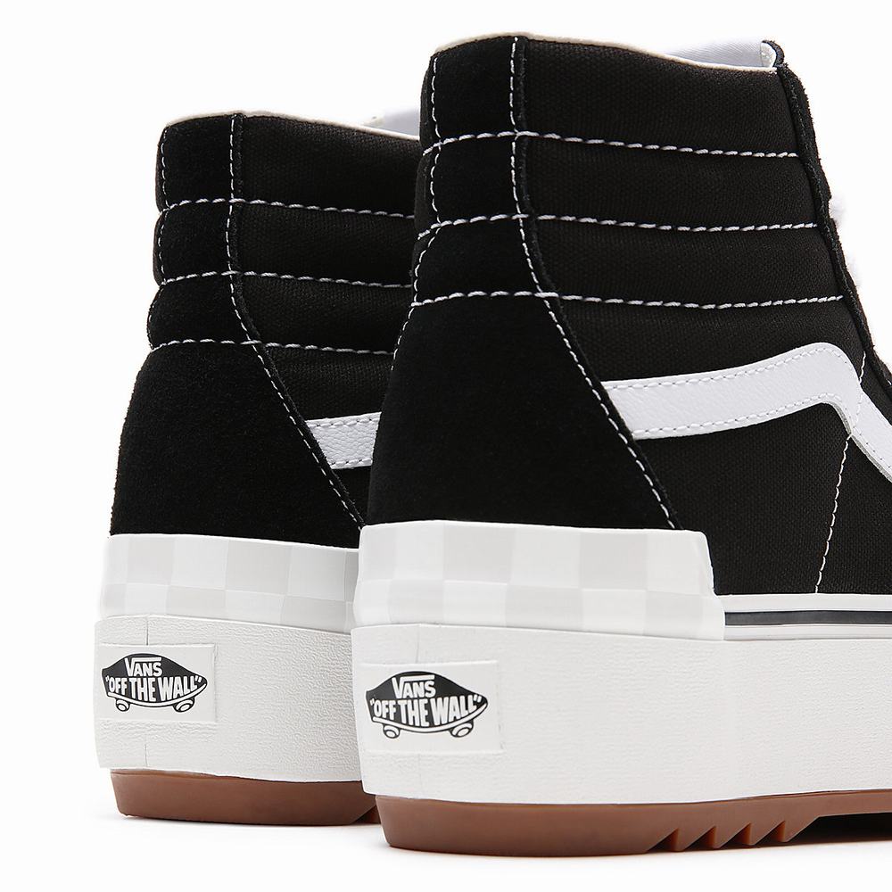 Tenis Botas Vans Sk8-Hi Stacked Suede/Canvas Mujer Negras | QPO409637