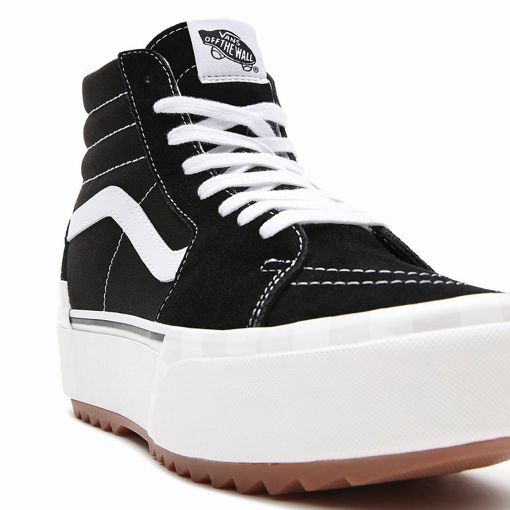 Tenis Botas Vans Sk8-Hi Stacked Suede/Canvas Mujer Negras | QPO409637