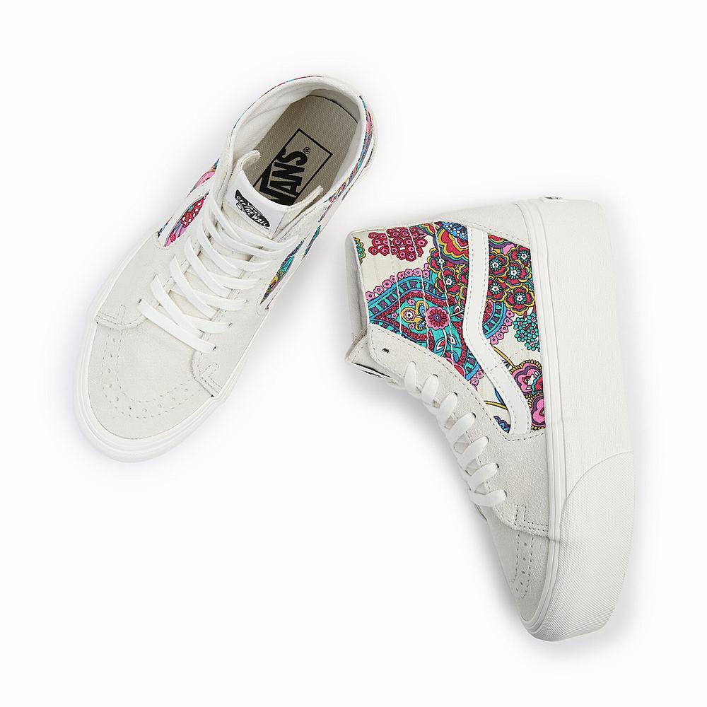 Tenis Botas Vans Sk8-Hi Tapered Stackform Mujer Multicolor/Blancas | OXI614920